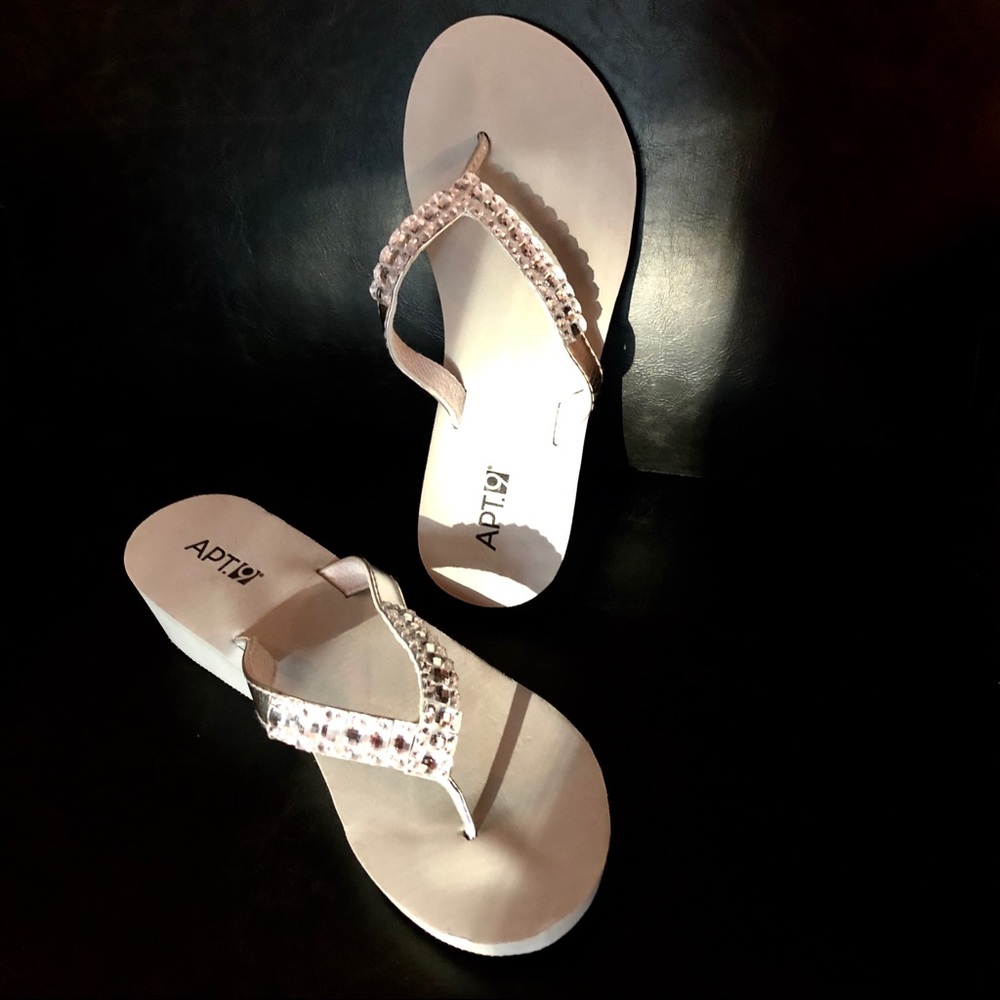 Apt9 jeweled flip flops